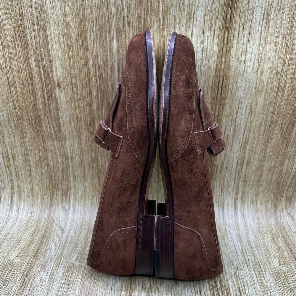 Salvatore Ferragamo Loafers Men's Size 11.5 D Brown Suede Kiltie Wingtip Casual